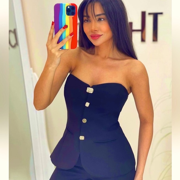 Zara piece strapless bustier flared jumpsuit - Picture 12 of 14